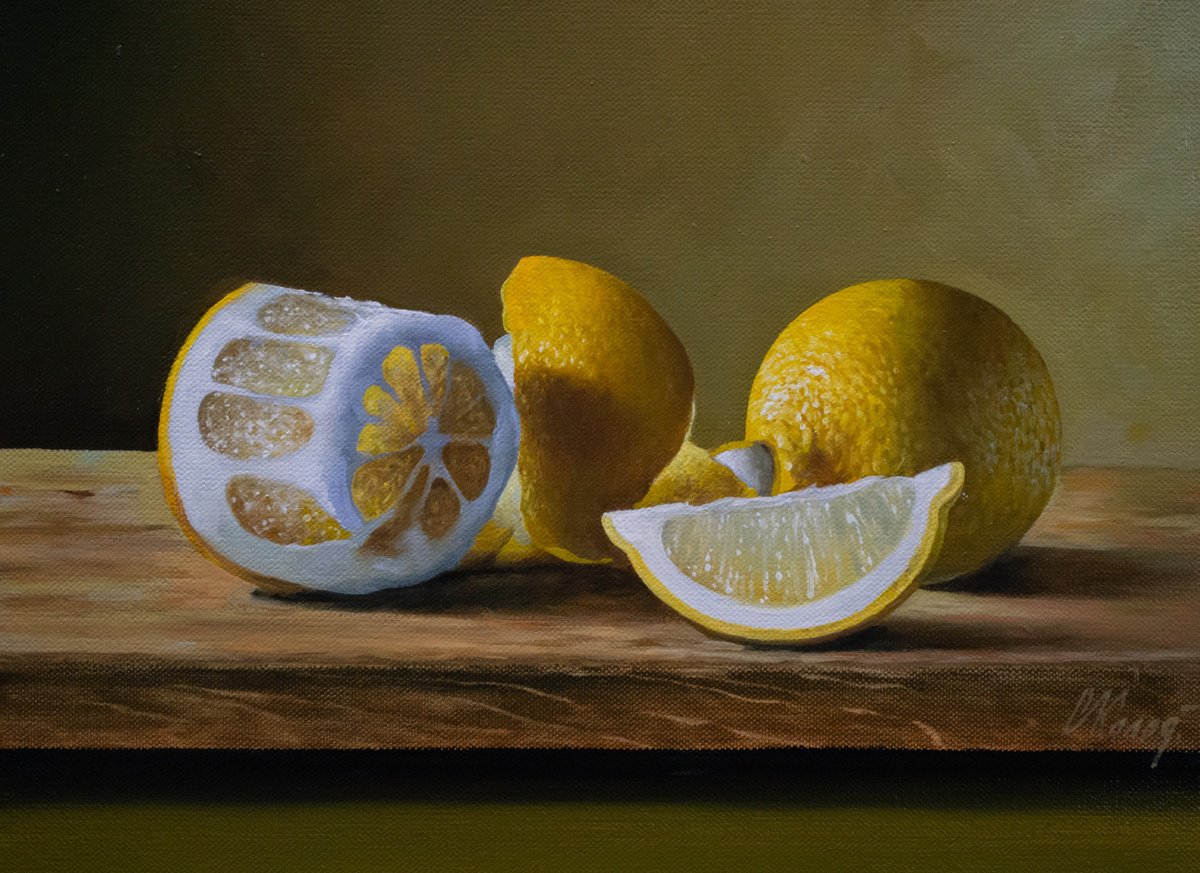 Photorealistic Oil Painting , Still Life With Lemons/38 By Kolodyazhniy Sergey, 16 X 12, Artwork For Sale On Artfinder