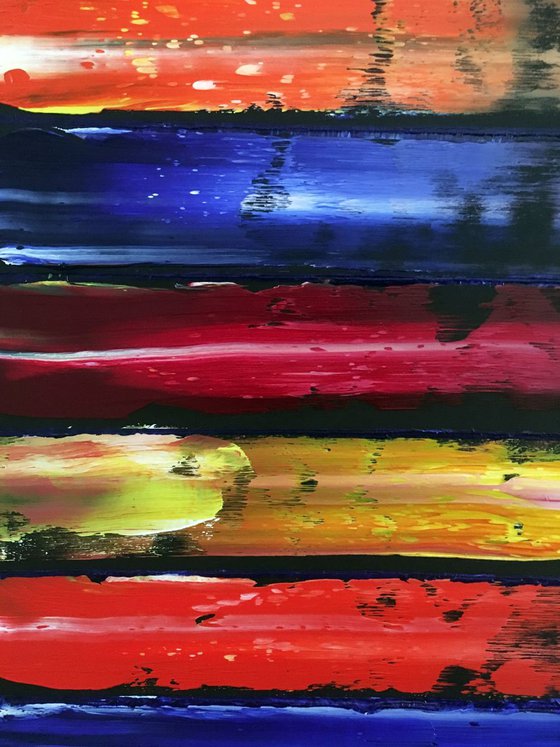 "Slip Through The Cracks" - Original PMS Abstract Oil Painting On Wooden Panel - 48" x 24"