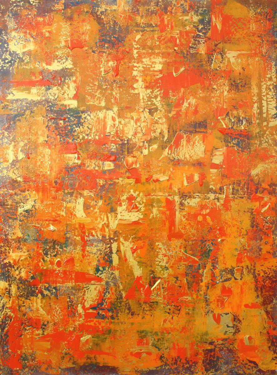 Abstract Gold, Orange Panel II by Robert Lynn