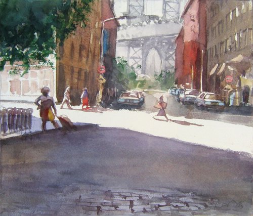 View on Manhattan bridge (New York) by Goran Žigolić Watercolors