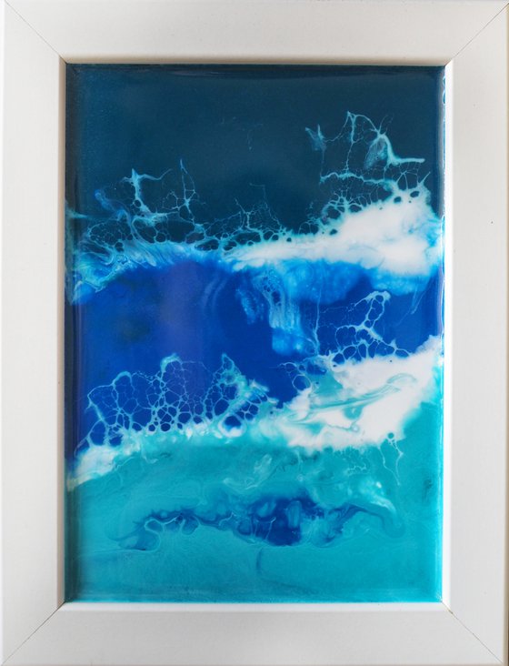 Blue - original seascape resin artwork, framed, ready to hang