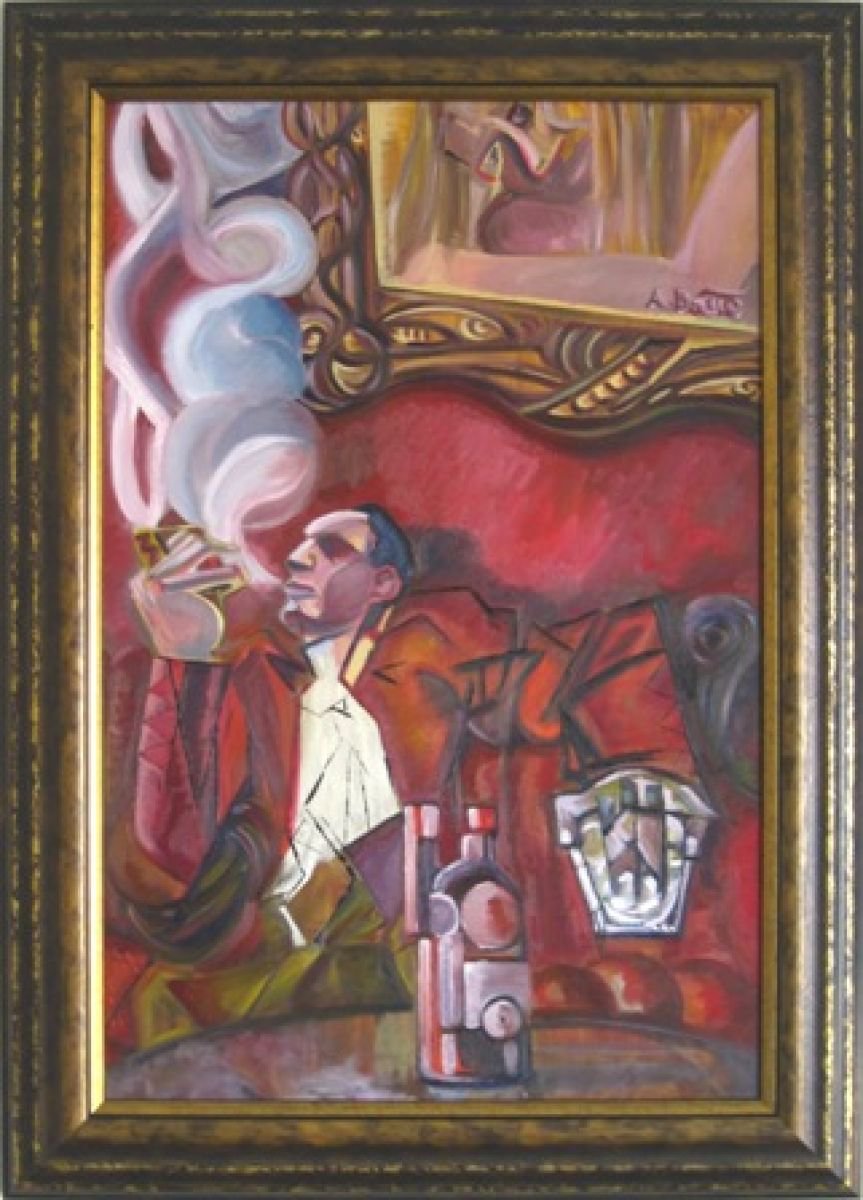 Geometric Portrait Painting By Aleksandar Basic, 28 X 39, Heaven & Hell (H&H), Original Artwork