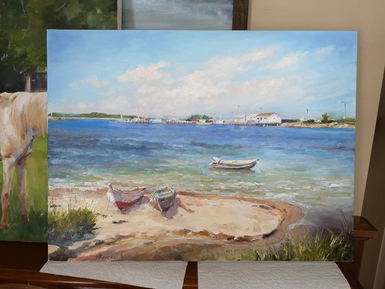 Moored by the beach, (18x24x1.5'')