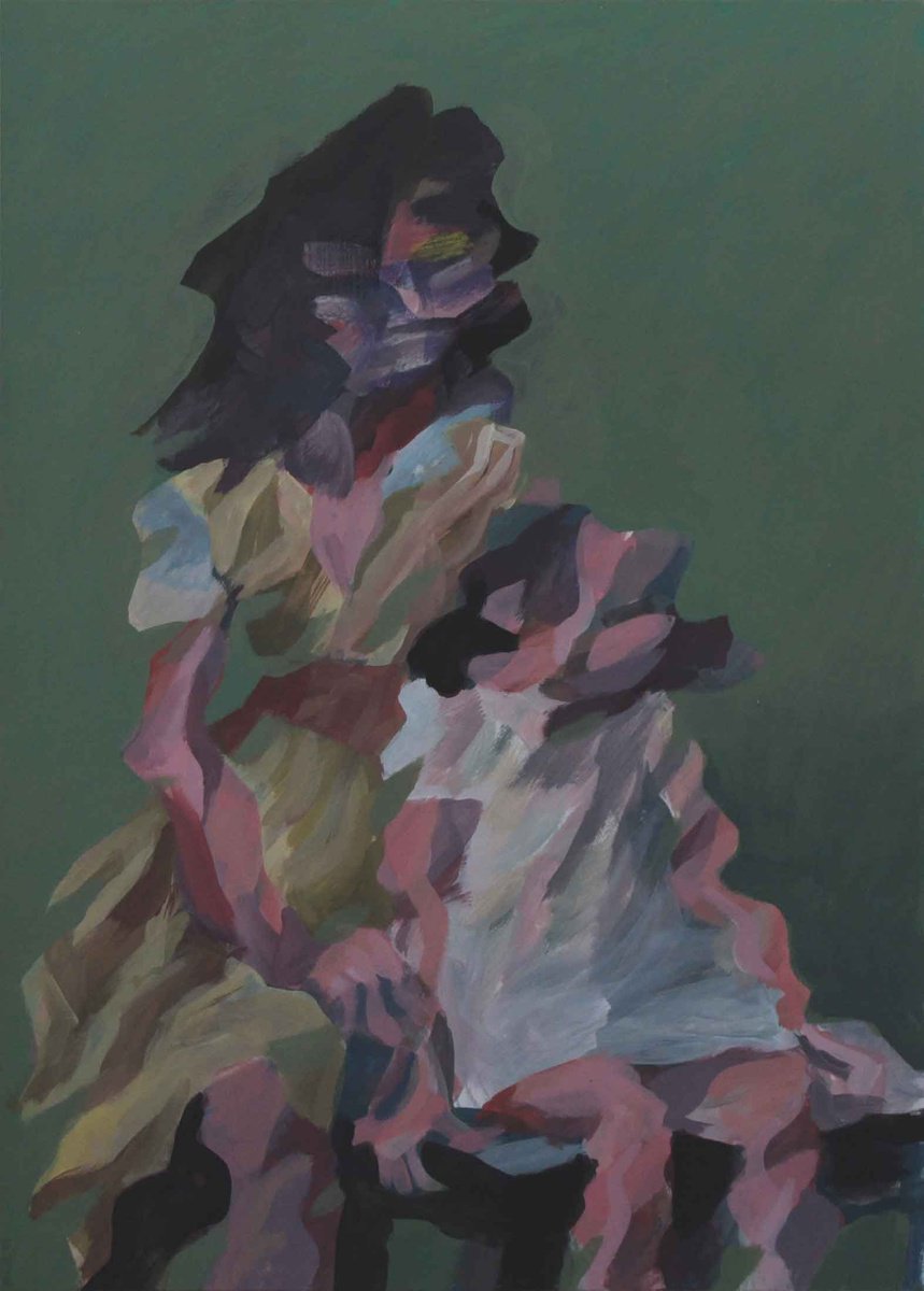 Expressive Portrait Acrylic Painting By Martin Singer, 12 X 16", Mother And Daughter, Original Artwork