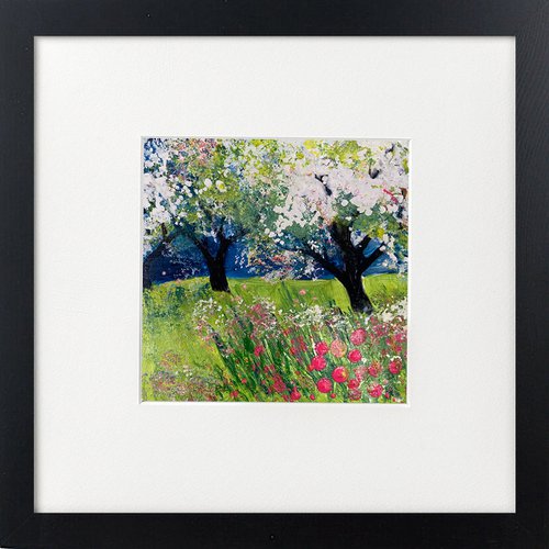 Orchard Series - Apple blossom Pink Flowers framed by Teresa Tanner