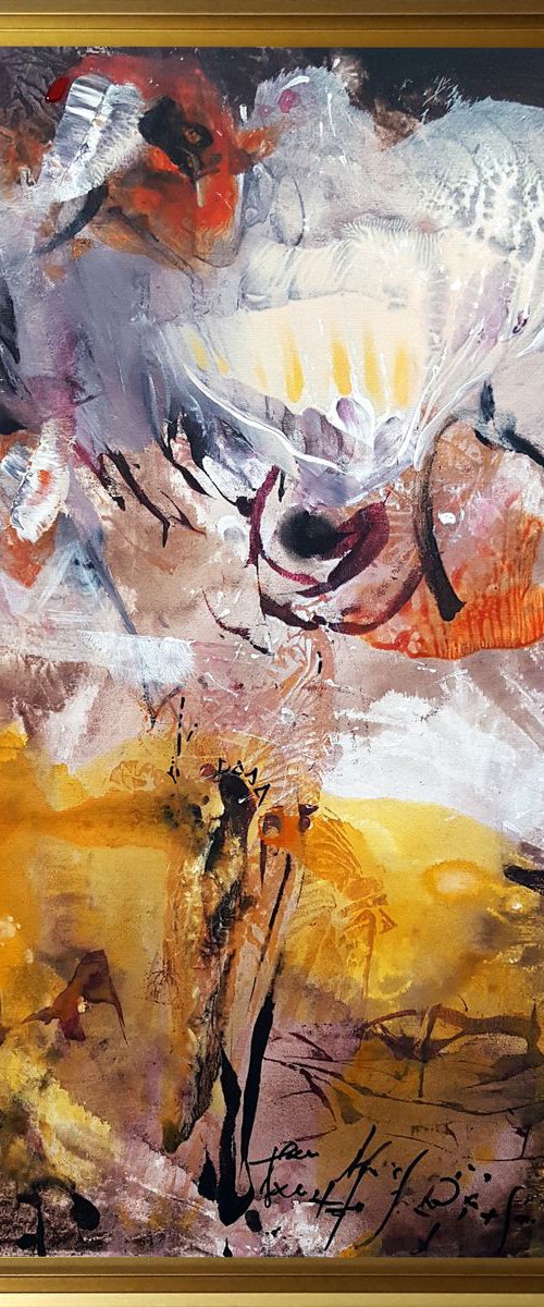 GESTURAL SINGULAR SPONTANE ONEIRIC STILL LIFE BY KLOSKA O ROMANIAN PAINTER by Kloska Ovidiu