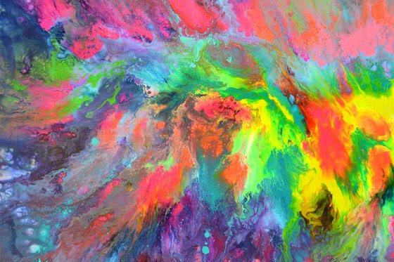 160x80x4 cm Large Ready to Hang Abstract Painting - XXXL Huge Colourful Modern Abstract Big Painting, Large Colorful Painting - Ready to Hang, Hotel and Restaurant Wall Decoration, TITLE: Gaia's Energy