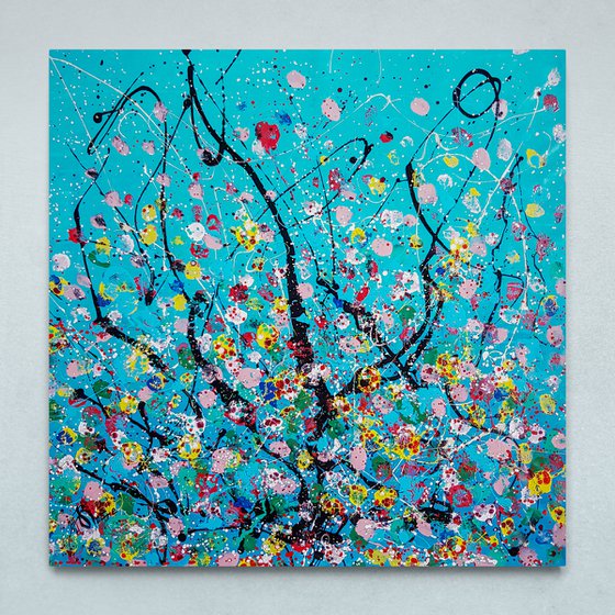 Semi-Abstract Painting - 96x96x2.5' -Cerizarbo N-5-