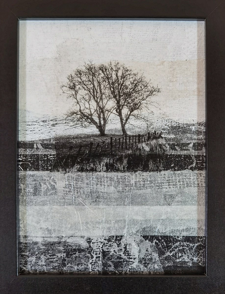 Landscape Collage By Roseanne Jones, 6 X 8", Yesteryear, Original Artwork