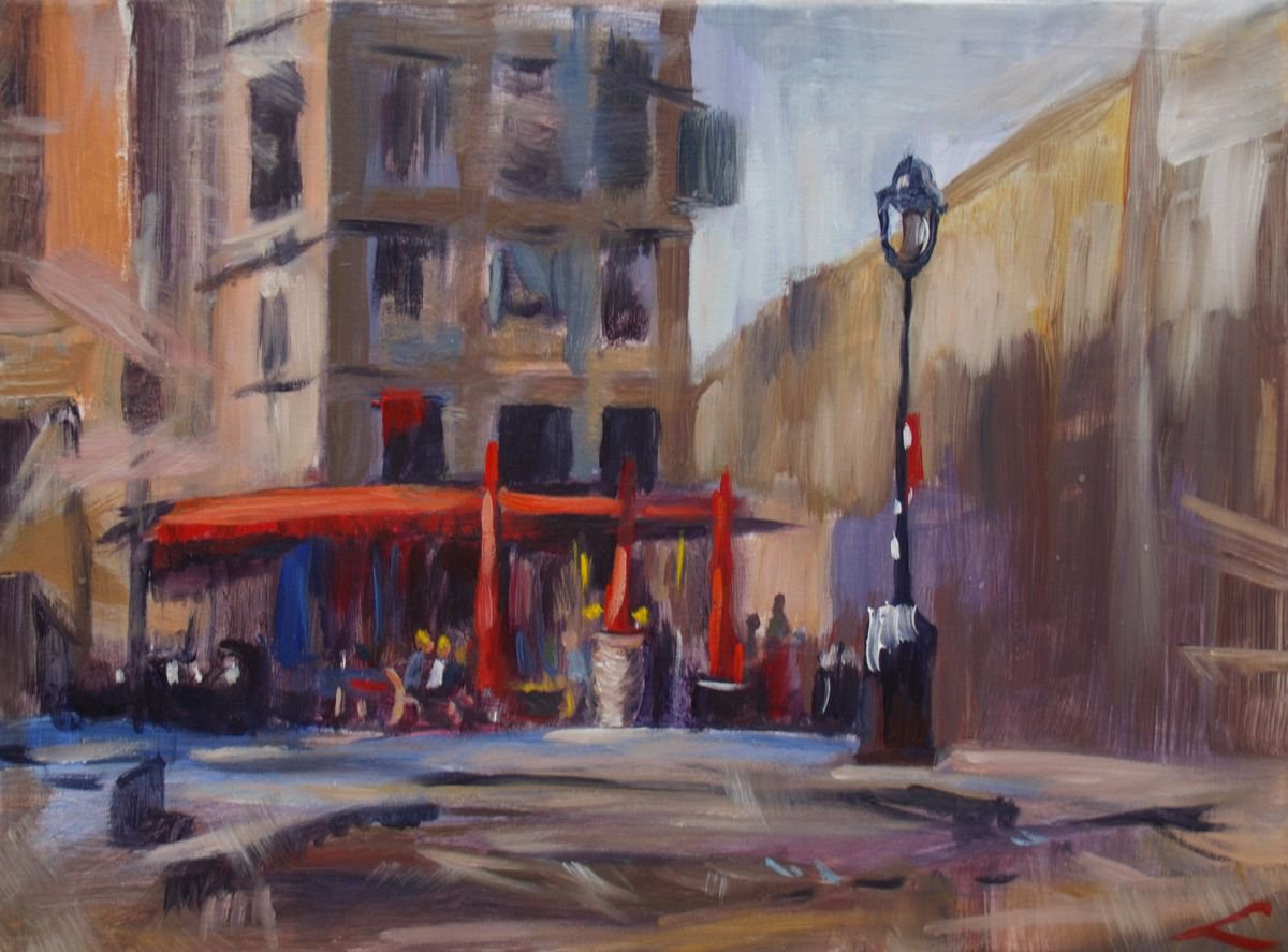 Impressionistic Cityscapes Oil Painting By Elena Sokolova, 16 X 12, The Streets Of Paris3, Original Artwork