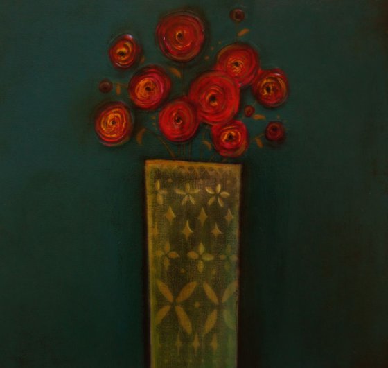 Vintage Vase of Poppies..