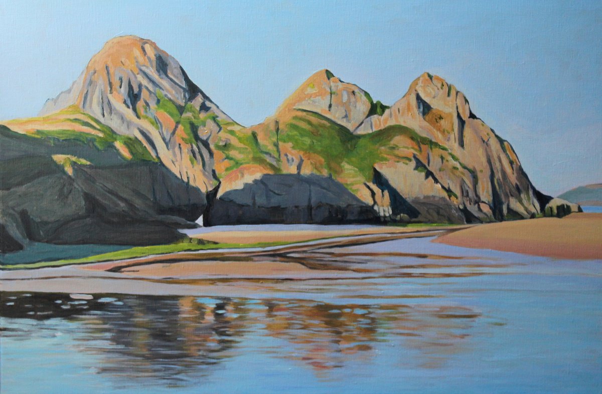 Impressionistic Landscape Acrylic Painting By Emma Cownie, 30 X 20, Shifting Shadows, Original Artwork