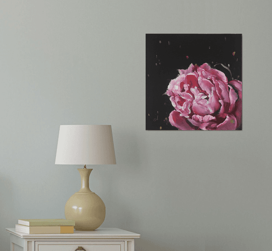 Red peony abstract painting