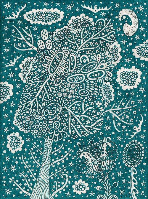 Surreal Pattern n.73 - Night Tree by Veronika Demenko