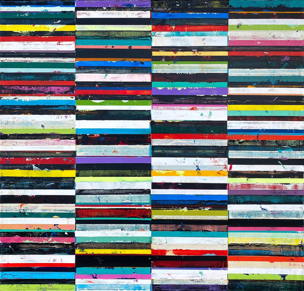 Geometric Abstract Acrylic Painting By Adam Collier Noel, 52 X 50, High Vibration, Original Artwork