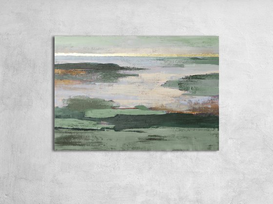 "Olive Estuary 2" Sage green abstract nature