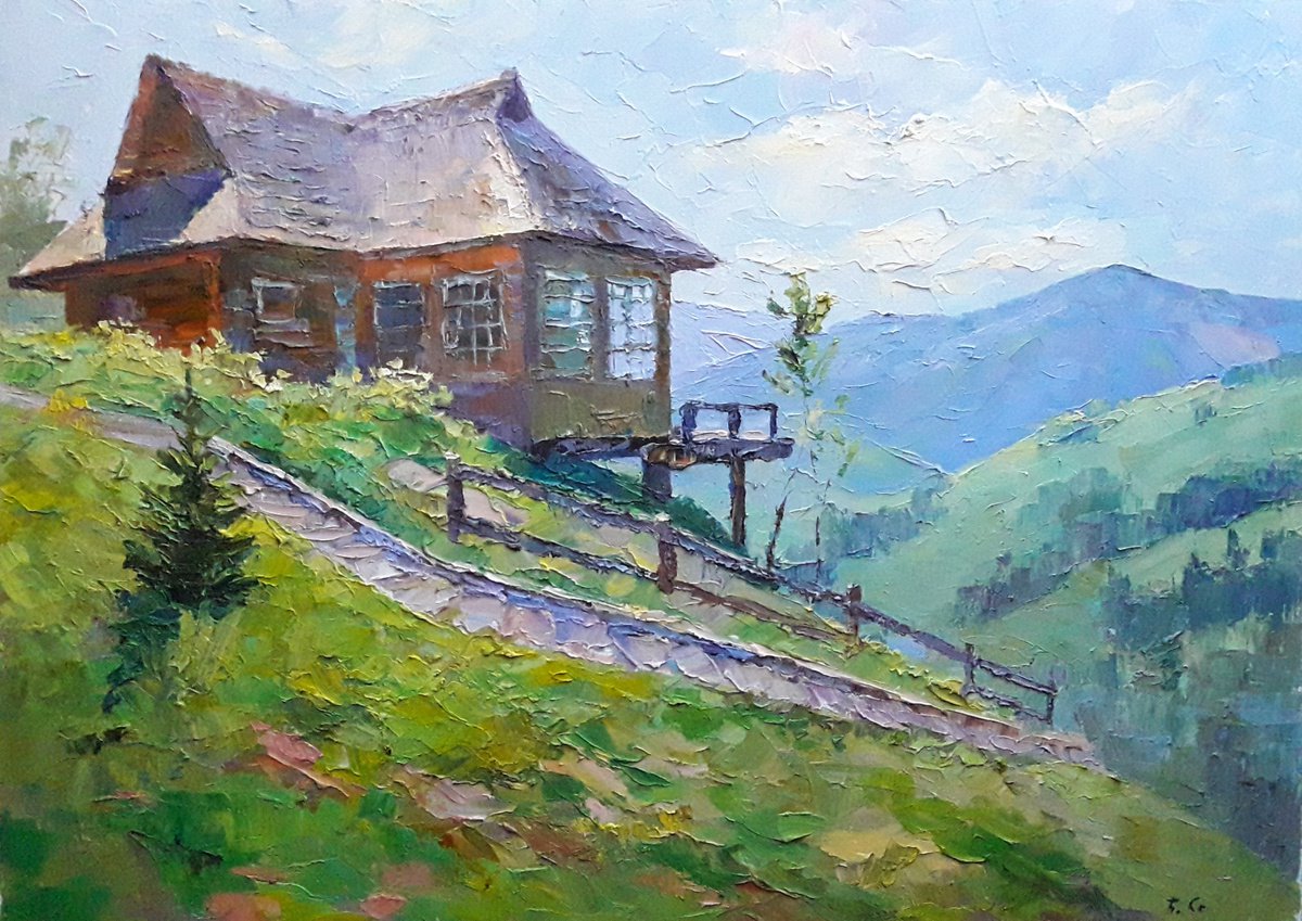 Oil painting Carpathian lodge by Boris Serdyuk
