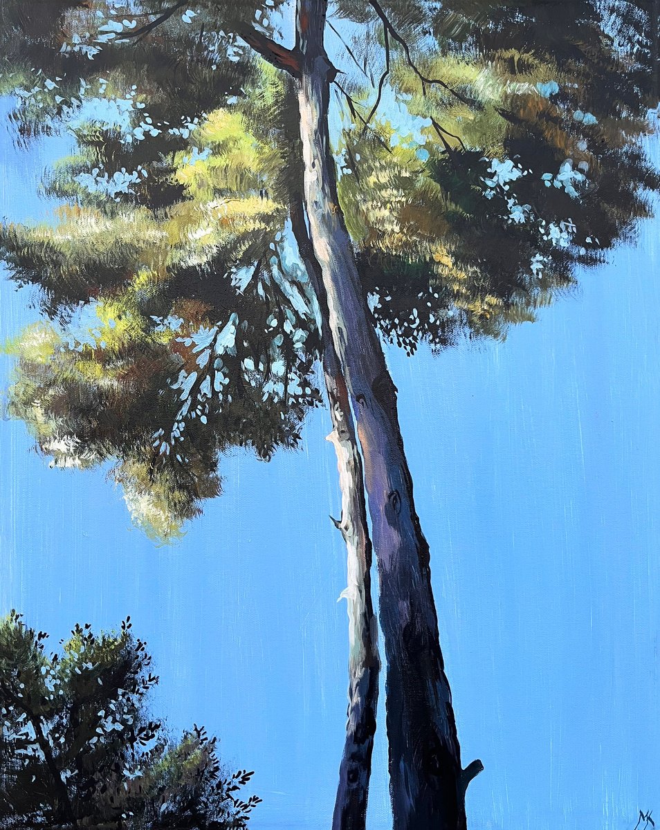 Impressionistic Landscape Acrylic Painting By Maria Kireev, 16 X 20", The Sky Of Jerusalem, Original Artwork