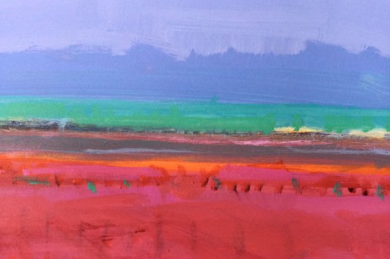 Towards Blue.  Original Colourful Semi Abstract Landscape on Panel