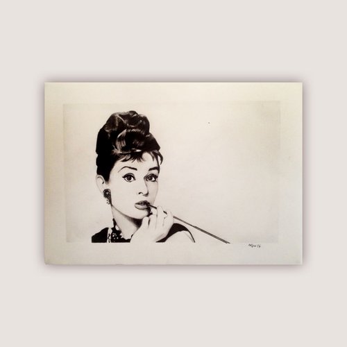 Audrey Hepburn, Breakfast at Tiffany's  - Graphite Pencil Drawing by Matthew Withey