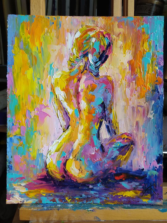 Early morning -  nude, erotic, body, woman, woman body, oil painting, a gift for him, gift for man, nu
