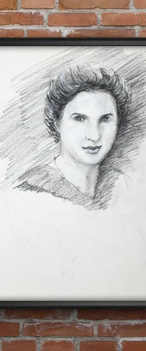 Portrait sketch in charcoal by Asha Shenoy