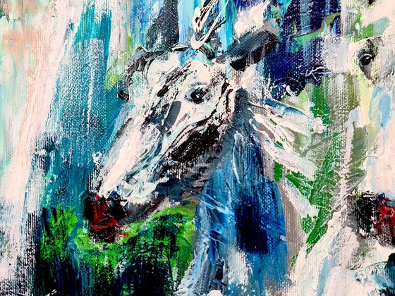 Horse painting: MYSTERY HORSES IV- 100 x 120 cm. Abstract painting