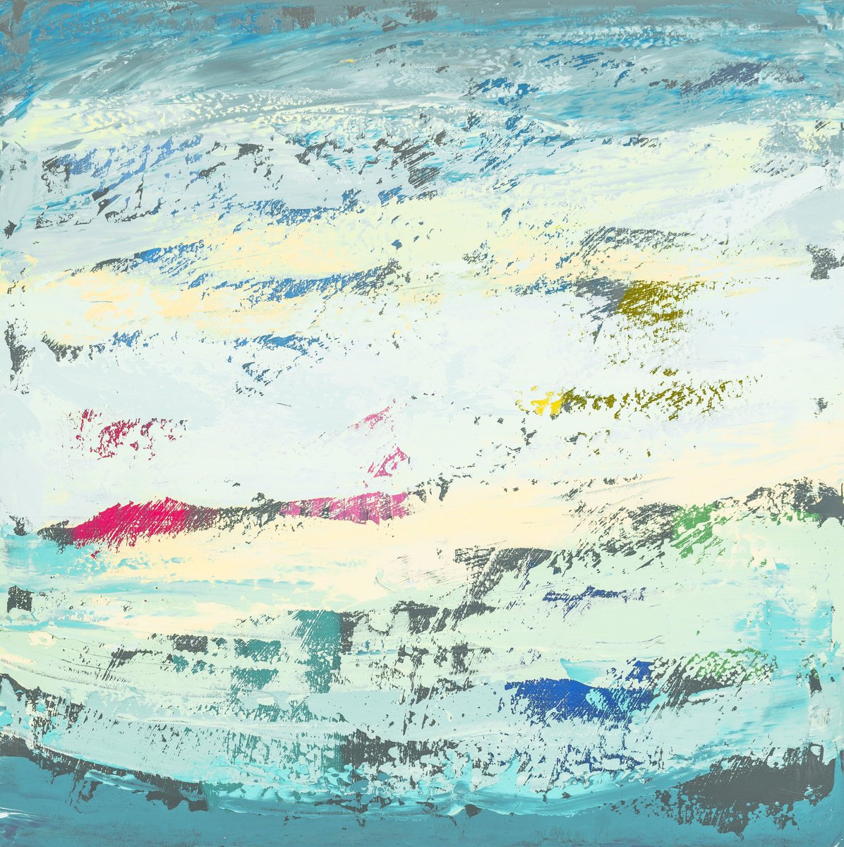 Abstract Landscape Acrylic Painting By Susana Sancho Beltran, 39 X 39", Emotional Seascape, Original Artwork