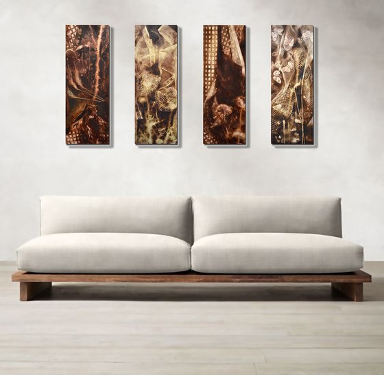 Set of 4 works: "Le 4 terre"