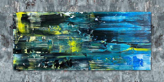 "That Will Leave A Mark" - FREE USA SHIPPING - Original PMS Abstract Acrylic Painting On Reclaimed Wood - 48" x 20"