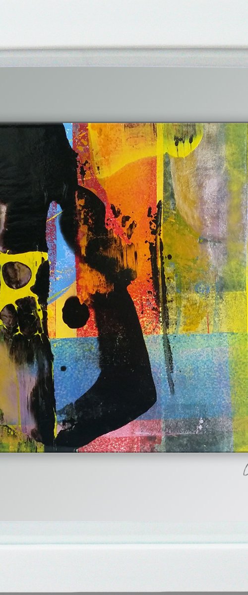 Framed ready to hang original abstract  - colours #19 by Carolynne Coulson