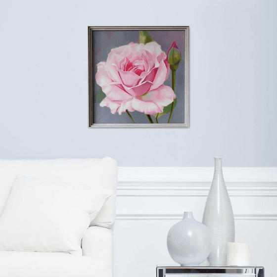 "Sounds of tenderness."  rose flower  liGHt original painting  GIFT (2021)