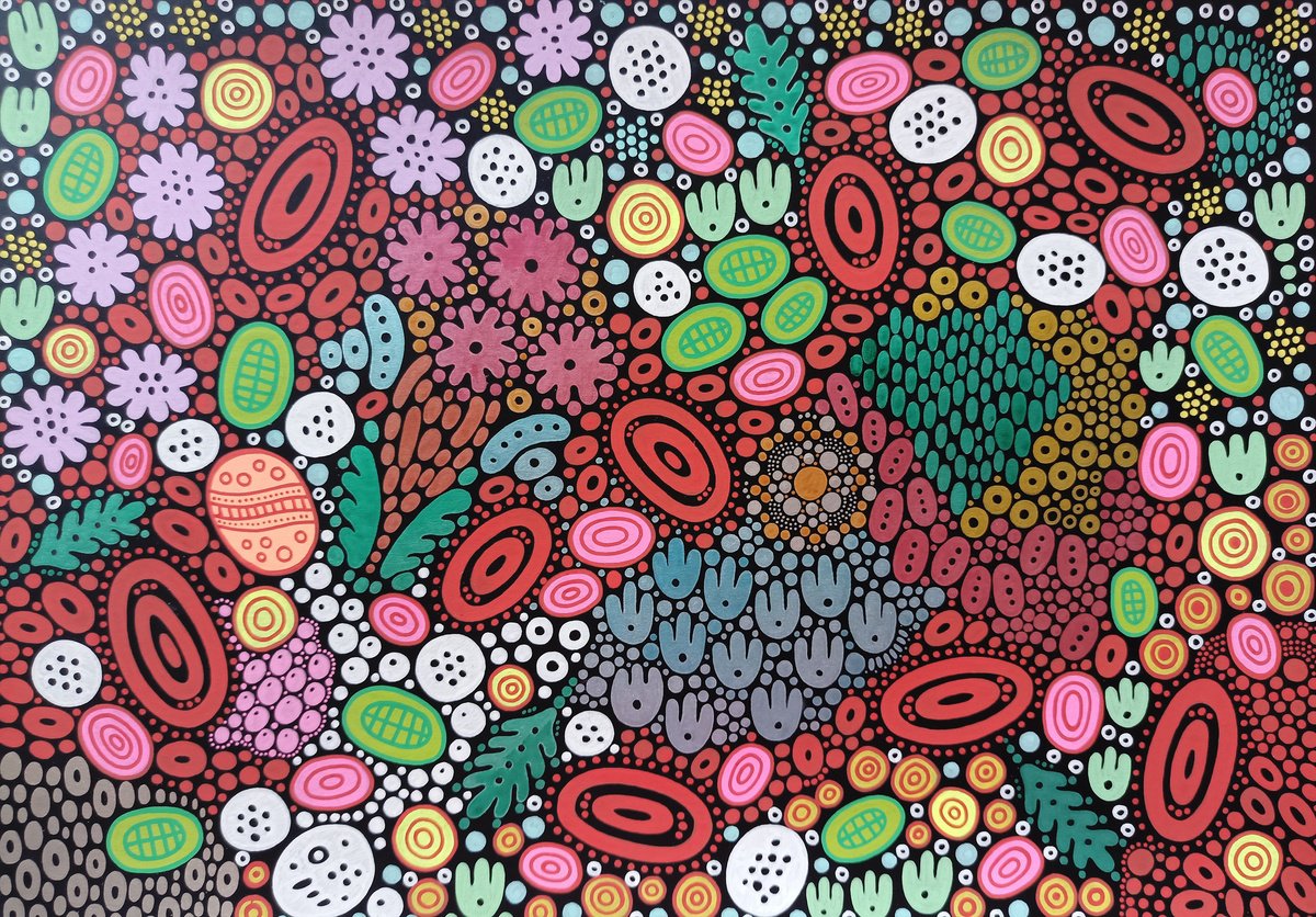 Naive Botanical Acrylic Painting By Veronika Demenko, 17 X 11", Meadows N.9, Original Artwork