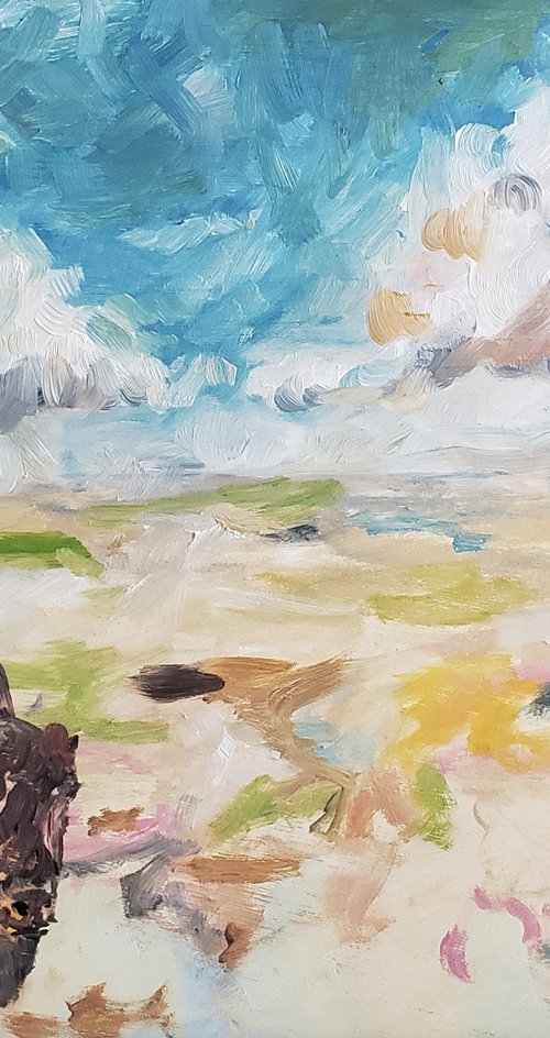 Crossing the Prairie - Landscape - Bison - Abstract Paintings by Katrina Case