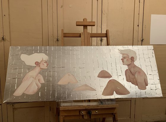 There is a silence between them 110x40 cm