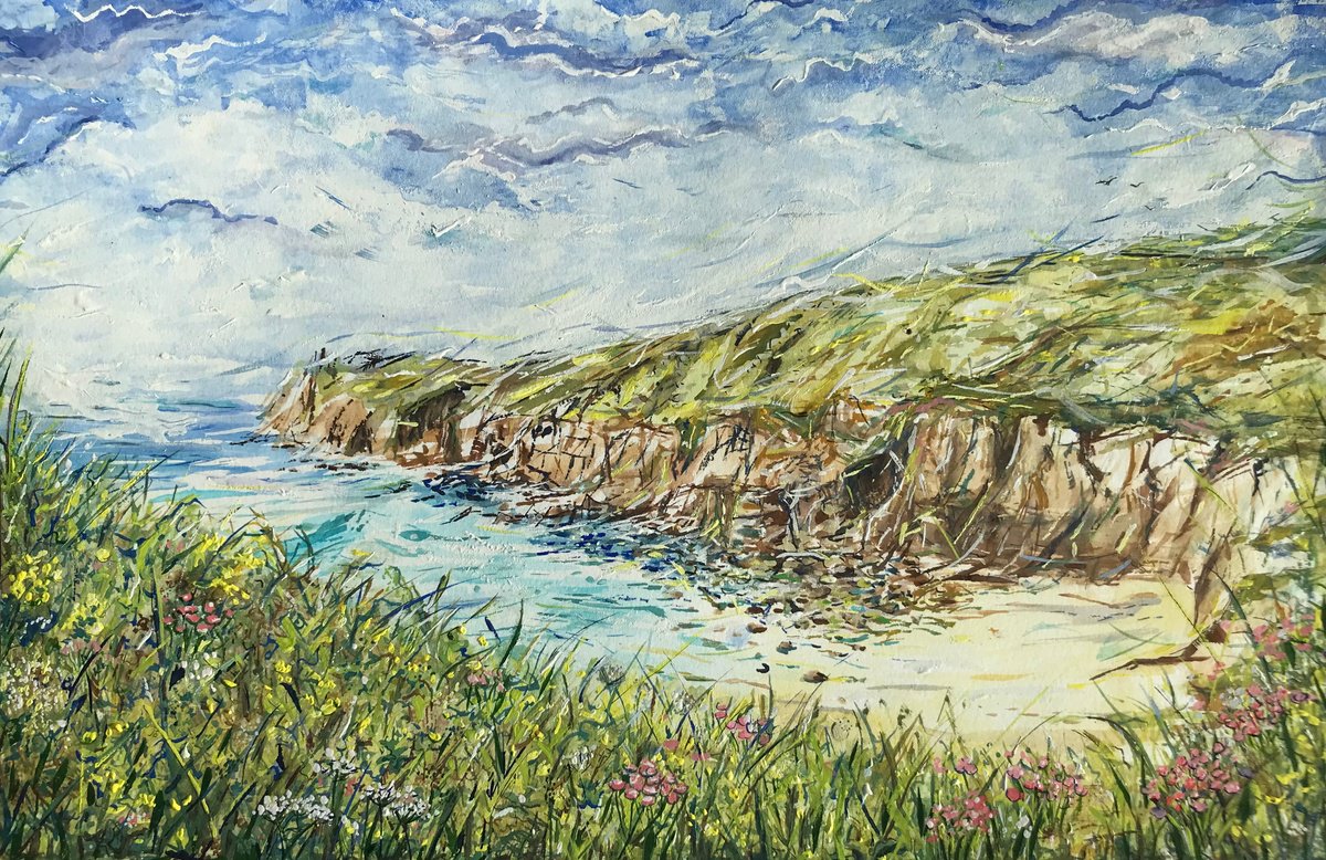 Landscape Painting By Lucy Smerdon, 16 X 11", Nanjizal, Original Artwork