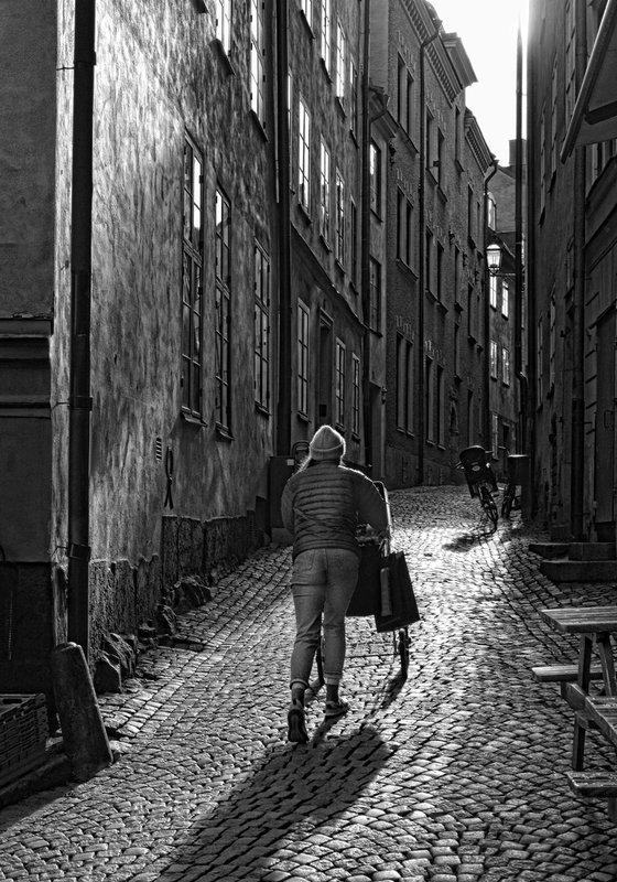 " Woman with baby carriage. Stockholm "   Limited Edition 1 / 15