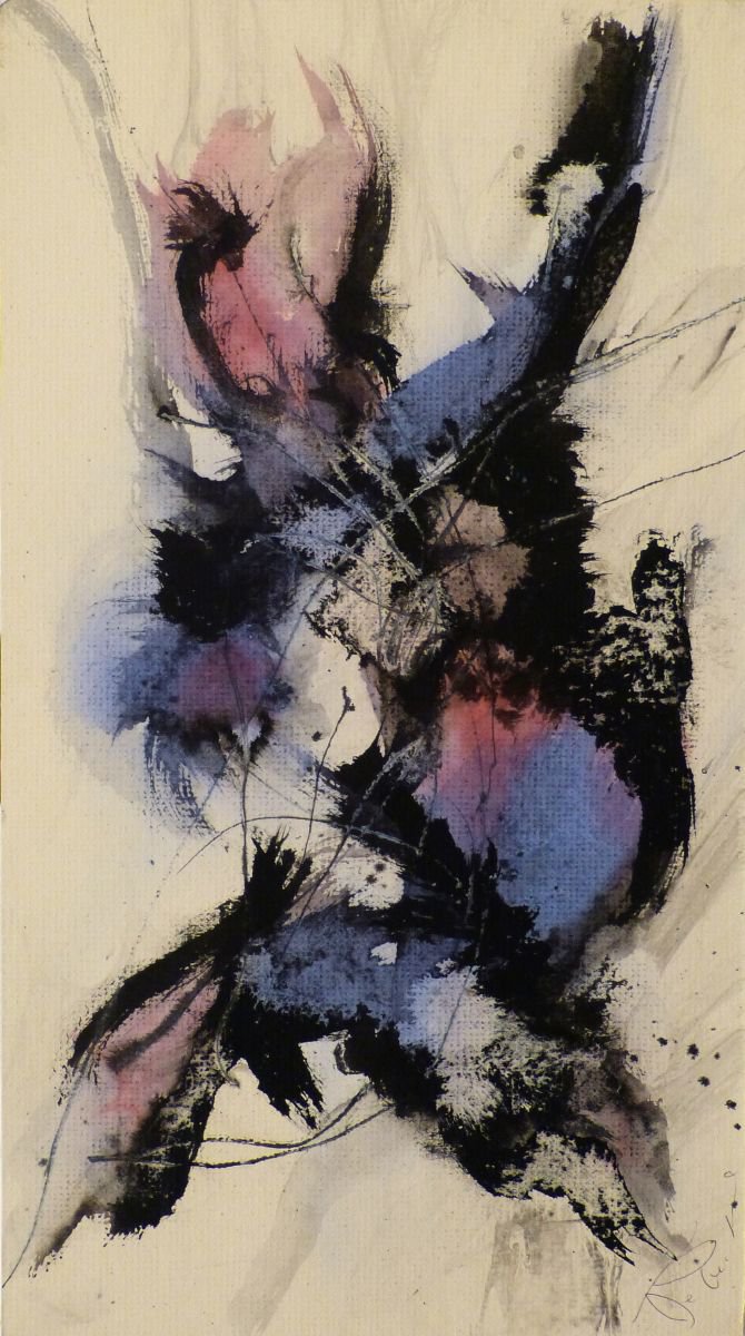 Abstract Blue and Violet, 22x40 cm by Frederic Belaubre