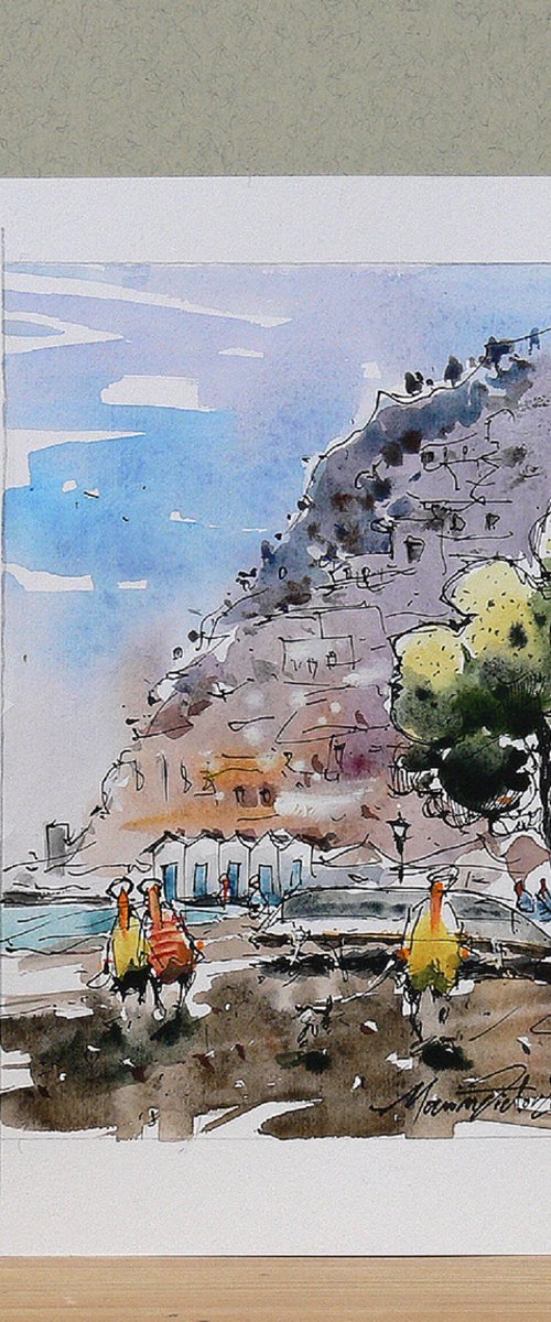 Positano, Watercolor Art. by Marin Victor