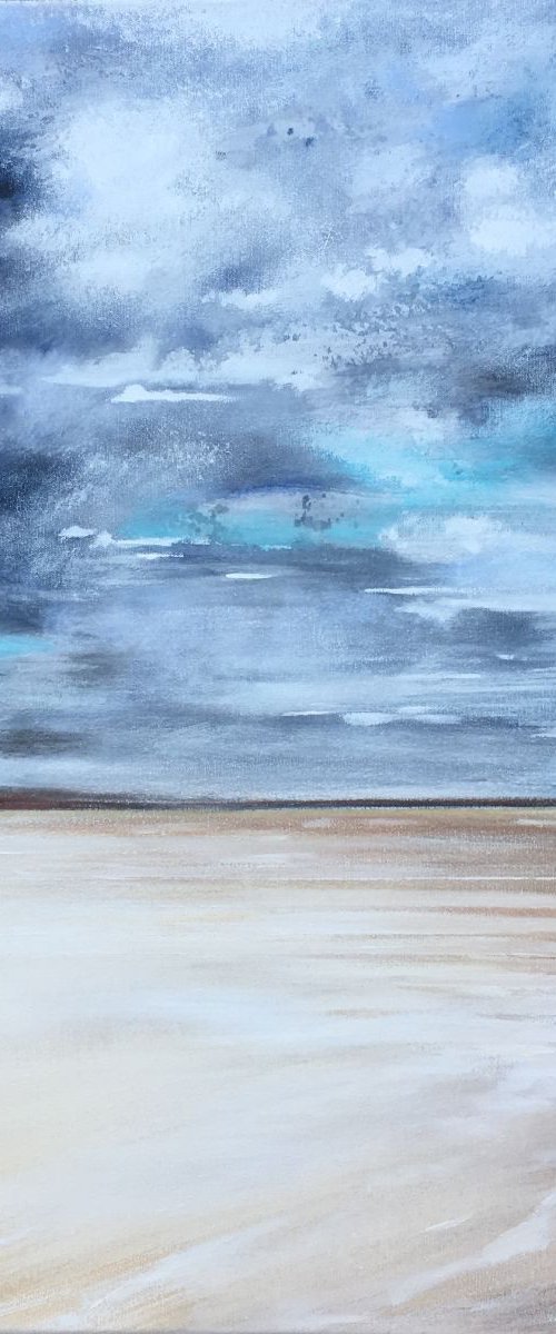 Storm clouds over Holkham bay by Amanda Lakin Art