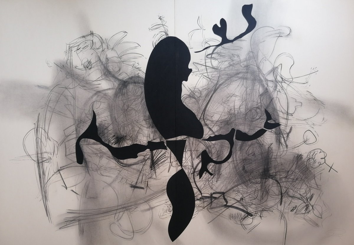 Surrealistic Abstract Collage By Stefano Mazzolini, 55 X 39", Raginer, Original Artwork