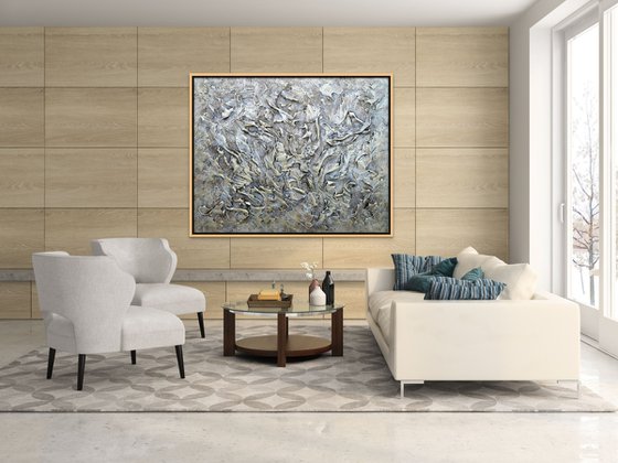 DREAMS. XXL Abstract Textured 3D Painting Gray, Brown, Beige, Gold