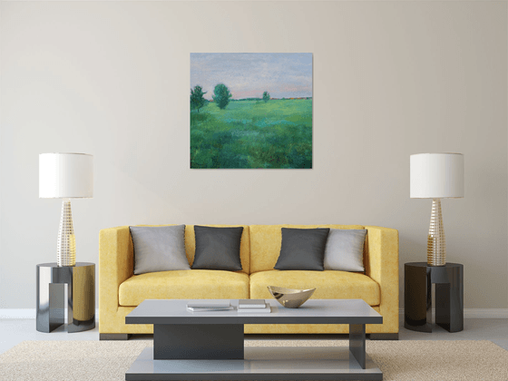 Twilight time. Green field