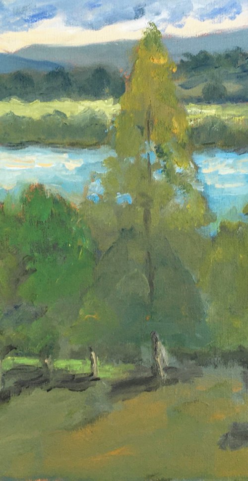 Seine view 3 original oil painting by Julian Lovegrove Art