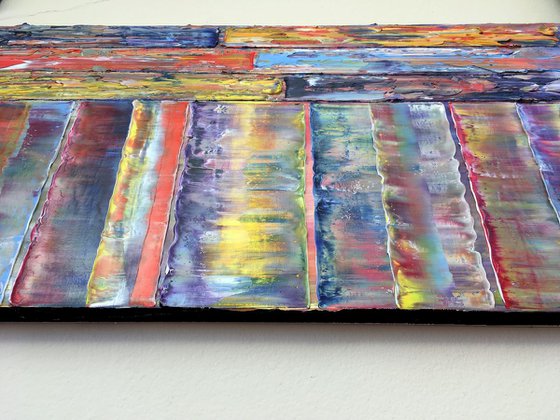 "All Structures Are Unstable" - Original Highly Textured PMS Abstract Oil Painting On Canvas - 36" x 18"