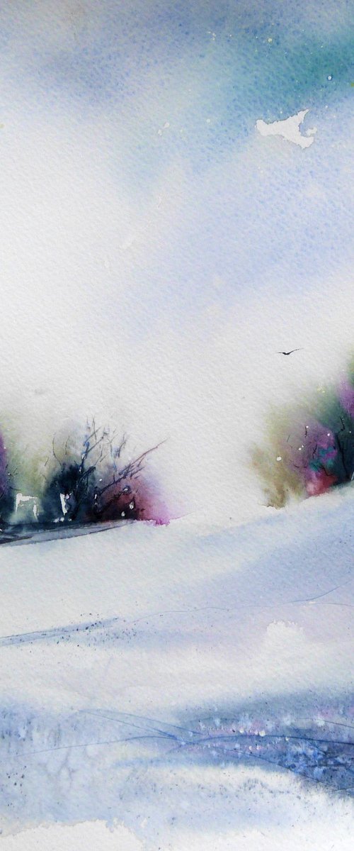 A wintry walk. Original watercolour painting. by Graham Kemp