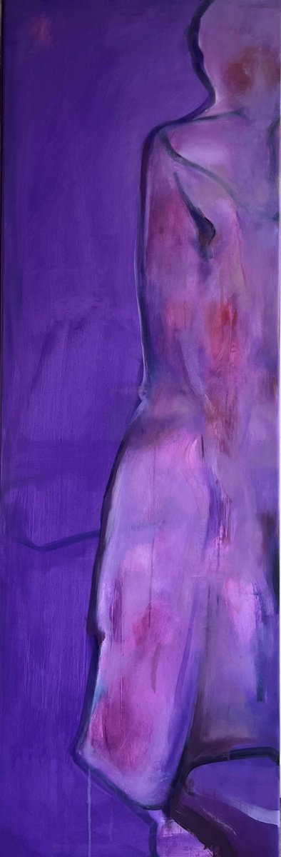 Expressive Abstract Oil Painting By Romuald Mulk Musiolik, 20 X 69", Post Scriptum 1145, Original Artwork