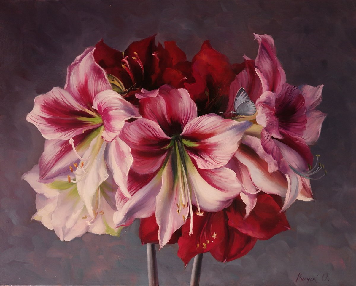 Impressionistic Botanical Oil Painting By Lena Vylusk, 20 X 16", "Floral Harmony", Original Artwork