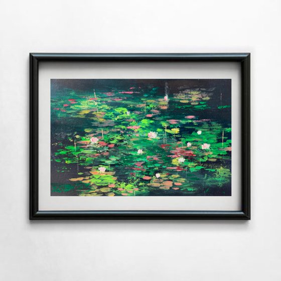 Abstract water lilies! A4 Painting on paper