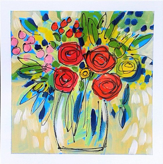 Summer Flowers in a Glass Vase